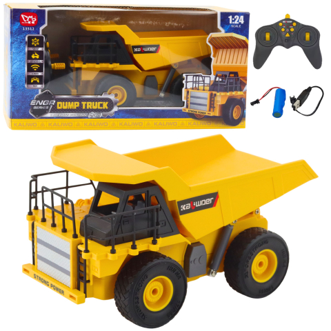 Jucarii cu telecomanda (RC) - Excavator cu telecomanda Basculanta 9 canale lumini LED 1:24, 8 ani+