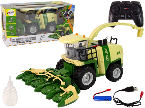 Jucarii cu telecomanda (RC) - Excavator cu telecomanda Combina Agricola cu fum si lumini 1:24, 3 ani+