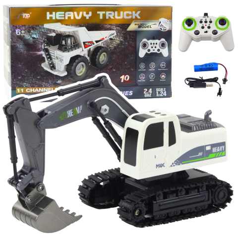Jucarii cu telecomanda (RC) - Excavator cu telecomanda Heavy Truck White 1:24, 3 ani+