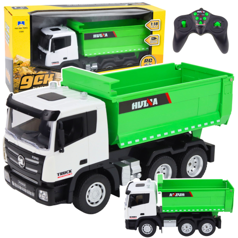 Jucarii cu telecomanda (RC) - Excavator cu telecomanda Huina Basculanta Verde 1:18, 8 ani+