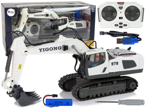 Jucarii cu telecomanda (RC) - Excavator cu telecomanda roti tip senila cu sunete si lumini, 3 ani+