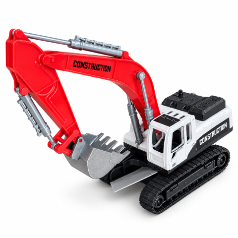 Seturi camion - excavator-senile-cupa-metalica-alb-rosu-360grade-Bebelul