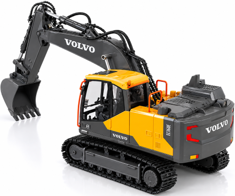 Excavator RC Volvo Double E E568-003 cu licenta, 1:16, telecomanda 2.4 GHz, rotire 660°, brat si cupa functionale, lumini si sunete, 6 ani+ [4]
