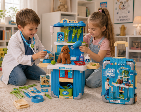 Geanta Veterinar Troller LEAN Toys cu Accesorii Ingrijire Catel Albastru 3 ani+ [5]