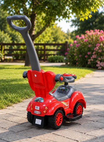 Masinuta copii RIDE-ON 3 in 1 Mega Car cu maner parental, bara protectie si spatiu depozitare, copertina protectie solara, rosu, 18 luni - 5 ani, max. 23 kg [3]