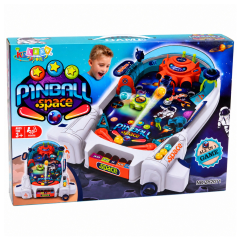 Joc Arcade Space Pinball LEAN Toys cu Obstacole Racheta si 8 Bile, Albastru, 3 ani+ [2]