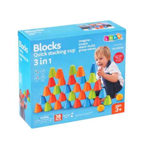 Joc educativ de indemanare Fast Cups 3 in 1 mingi si cupe 38 piese [3]