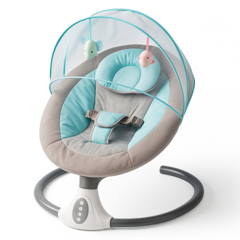 Leagan electric pentru bebelusi S-Y608 (balansoar automat 4 viteze, telecomanda, Bluetooth, melodii si husa lavabila) [1]