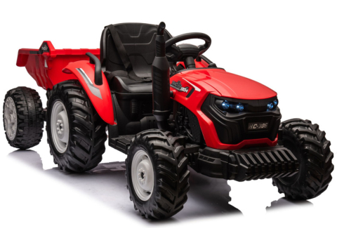 Tractoare electrice - Tractor Electric HC-306 Rosu cu Remorca 24V, pentru Copii 3 ani+