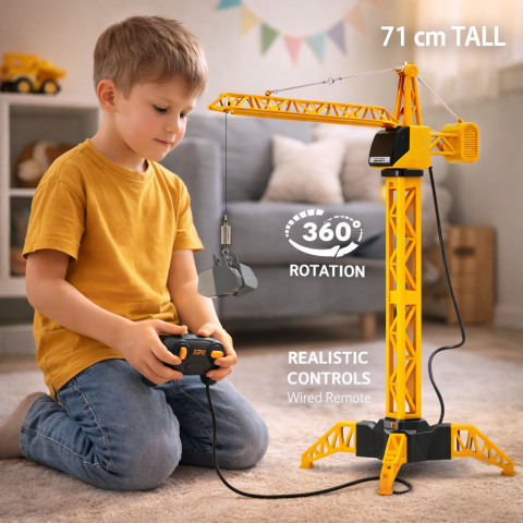 Vehicule si jucarii R/C - Macara constructii cu telecomanda RC cu fir rotatie 360° 71 cm