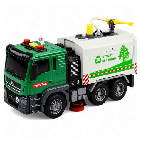 Camion de Ingrijit Strada LEAN Toys cu Functie Apa, Lumini si Sunete, 1:14, verde, 3 ani+ [2]