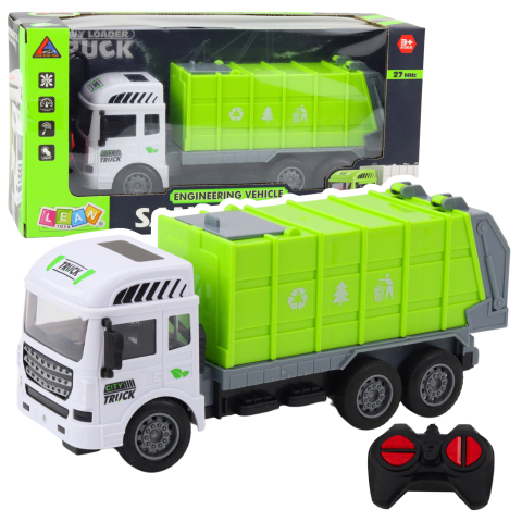 Jucarii cu telecomanda (RC) - Masina de gunoi cu telecomanda Lumini Verde 1:24