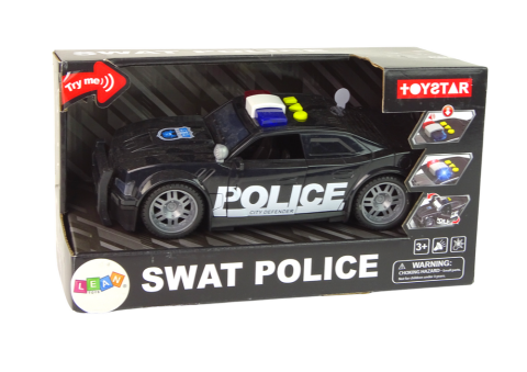 Masina de Politie 1:14 cu Lumini si Sunete, Usi Deschizabile, Propulsie prin Frictiune, Neagra, 3 Ani+ [3]