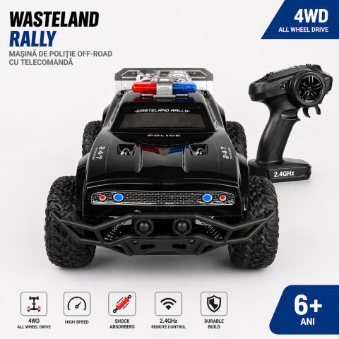 Masinute R/C - Masina de politie ROCK CRAWLER off-road cu telecomanda RC 1:8