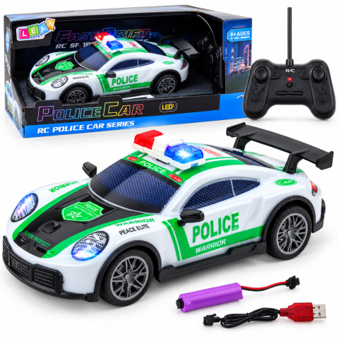 Masinute R/C - Masinuta de Politie cu Telecomanda RC Drift, Scara 1:22, Lumini LED, 6 ani+
