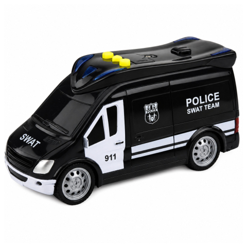 Masina de politie SWAT Van LEAN Toys, cu lumini si sunete, scara 1:32, alb si negru, 3 ani+ [1]