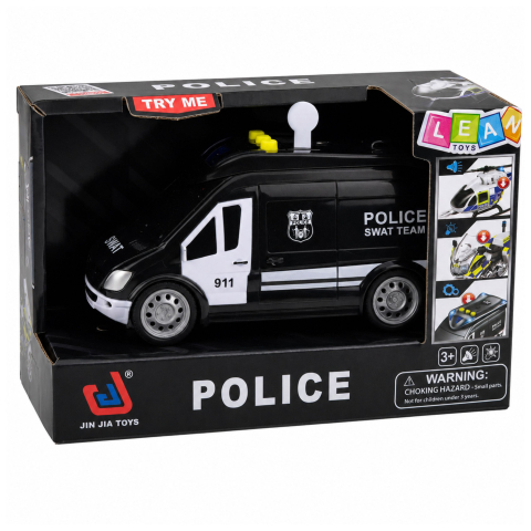 Masina de politie SWAT Van LEAN Toys, cu lumini si sunete, scara 1:32, alb si negru, 3 ani+ [3]