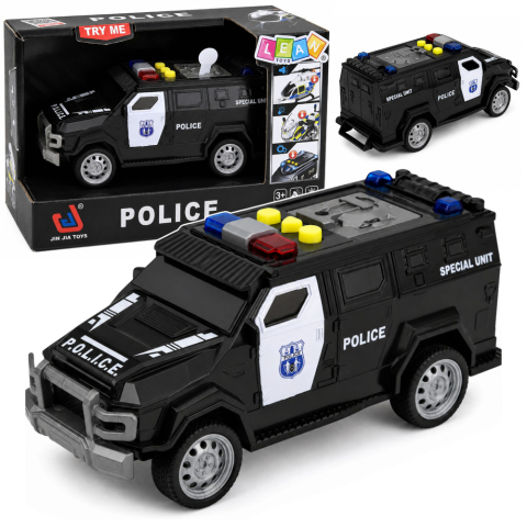 Masinute - Masina de politie Unitatea Speciala 1:32, cu lumini si sunete, negru-alb, 3 ani+