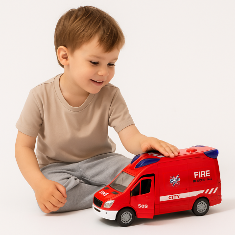 Masinute - Masina de Pompieri cu Lumini, Sunete, Usi si Portbagaj Deschise, Rosie