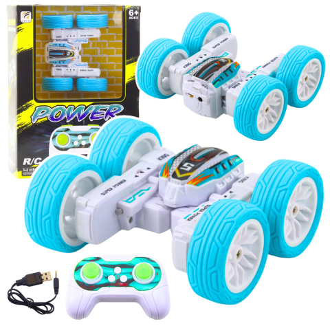 Masinute R/C - Masina Off-Road Acrobata cu Telecomanda 360° Albastra 1:32
