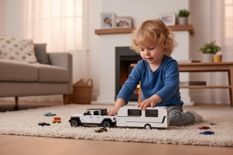 Masinute - masina-offroad-rulota-alba-metal-132-Bebelul