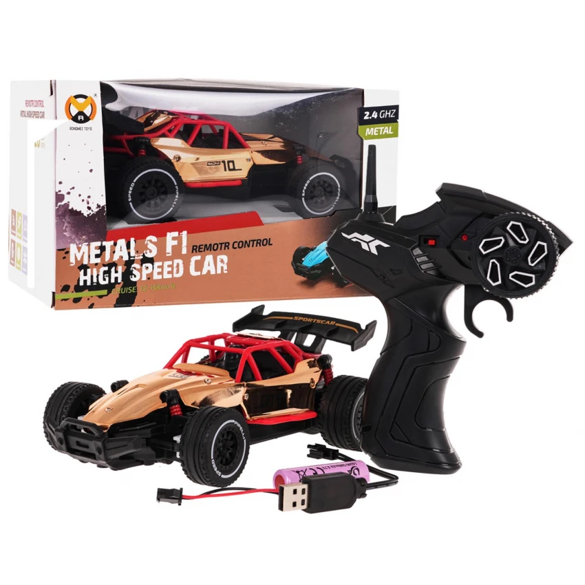 Masinute R/C - Mașină RACING 01 Gold cu telecomandă – RC pentru copii 6+ BEBEBLUL