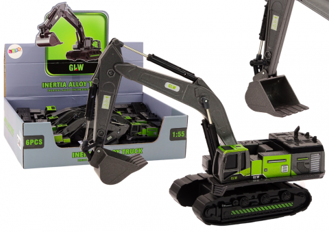 Jucarii Copii - excavator-senilat-metalic-1-55-cabina-rotativa-verde-negru-Bebelul