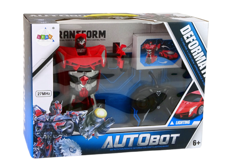 Masina Robot 2 in 1 LEAN Toys cu telecomanda R/C, lumini, sunete, drift, rotire 360°, Rosu, 6 ani+ [5]