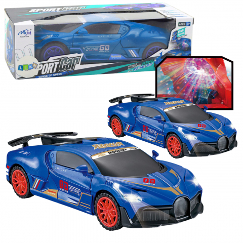 Jucarii Copii - masina-sport-led-rotatie-360-lumini-sunete-albastra-Bebelul