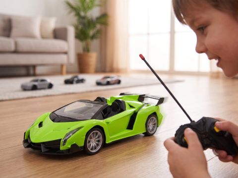Masina sport cu telecomanda R/C 1:18 Verde, 27 MHz, anvelope cauciuc, 22 cm, 6+ ani [6]