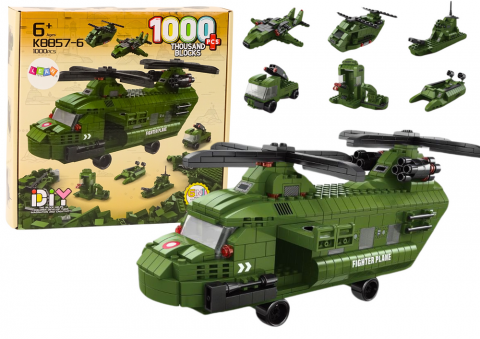 Jucarii Copii - set-constructie-elicopter-militar-verde-6in1-1000-piese-Bebelul