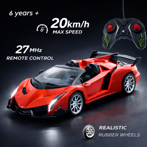 Vehicule si jucarii R/C - Mașină sport roșie 1:18 cu telecomandă și lumini