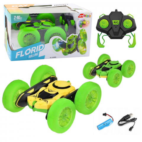 Masinute R/C - masinuta-acrobatica-rc-360-verde-led-telecomanda-Bebelul