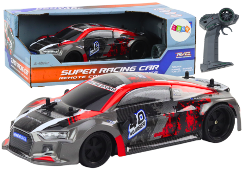 Jucarii cu telecomanda (RC) - Masinuta cu telecomanda 1:18 Drift Red Roti din Cauciuc, 3 ani+