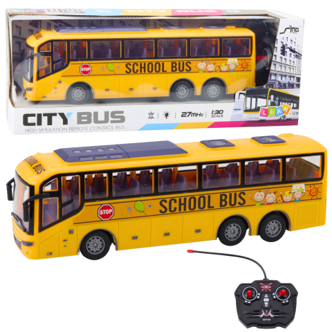 Jucarii cu telecomanda (RC) - Masinuta cu telecomanda Autobuz Scolar 1:30 Lumini Galben, 3 ani+