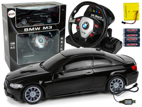 Jucarii cu telecomanda (RC) - Masinuta cu telecomanda BMW M3 Black volan senzorial 1:18, 8 ani+