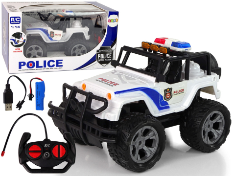 Vehicule si jucarii R/C - Masinuta cu telecomanda JEEP Police Patrol, usi care se deschid, lumini, 27 MHz (29 cm)
