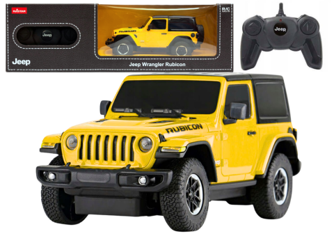 Jucarii cu telecomanda (RC) - Masinuta cu telecomanda JEEP Wrangler JL Rubicon Rastar Galben 1:24, 6 ani+