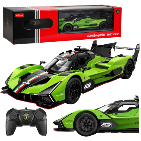 Jucarii cu telecomanda (RC) - Masinuta cu telecomanda Lamborghini SC63 Green Rastar 1:24, 6 ani+