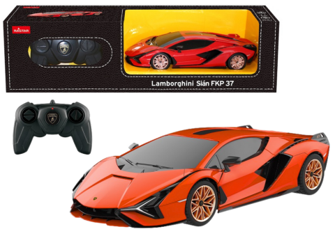 Jucarii cu telecomanda (RC) - Masinuta cu telecomanda Lamborghini Sian Rastar Portocaliu 1:24, 6 ani+