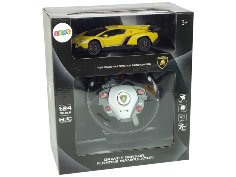 Masinuta cu telecomanda Lamborghini Veneno Galben 2.4G volan sunete lumini 1:24, 3 ani+ [6]