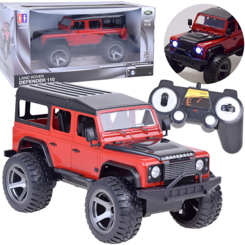 Jucarii cu telecomanda (RC) - Masinuta cu Telecomanda Land Rover Defender 110, Licenta Oficiala, Scara 1:14, 2.4 GHz, Faruri LED, rosu, 6 Ani+