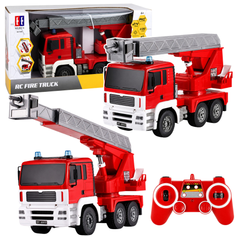 Jucarii cu telecomanda (RC) - Masinuta cu telecomanda Masina de Pompieri cu scara rotativa 660 grade 1:20, 6 ani+