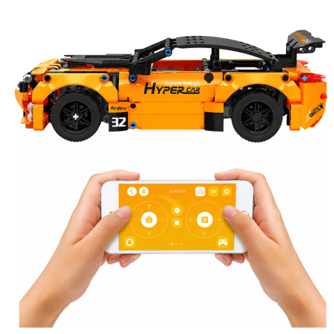 Masinuta cu telecomanda Masina Sport Portocalie din piese tip lego 545 piese, 8 ani+ [2]