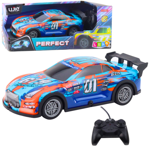 Jucarii cu telecomanda (RC) - Masinuta cu telecomanda Racing Car carcasa luminoasa Portocaliu Turcoaz, 3 ani+
