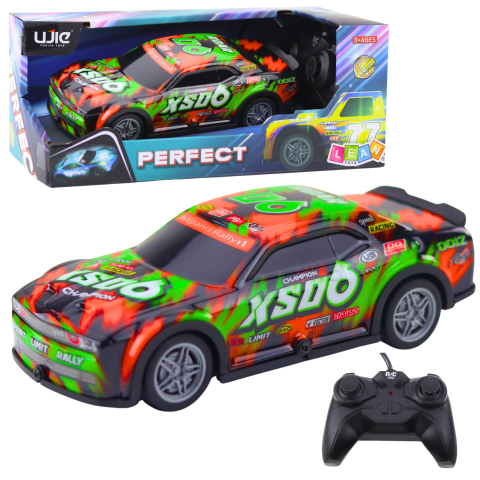 Jucarii cu telecomanda (RC) - Masinuta cu telecomanda Racing Car cu lumini Orange and Green, 3 ani+