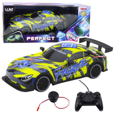 Jucarii cu telecomanda (RC) - Masinuta cu telecomanda Racing cu caroserie iluminata Galben, 3 ani+