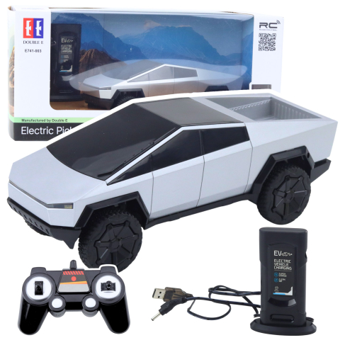 Jucarii cu telecomanda (RC) - Masinuta cu telecomanda RC Pickup Truck Silver cu lumini LED, 6 ani+