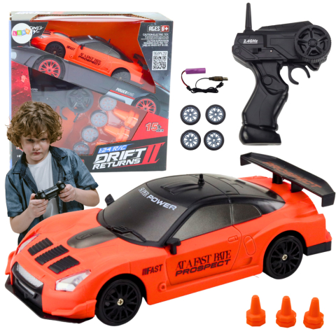 Jucarii cu telecomanda (RC) - Masinuta cu telecomanda Sport Drift 1:24 Portocalie, 6 ani+
