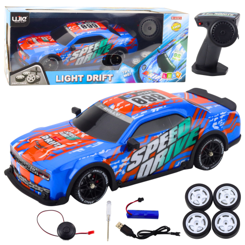 Jucarii cu telecomanda (RC) - Masinuta cu telecomanda Sport Drift cu lumini Albastru, 8 ani+